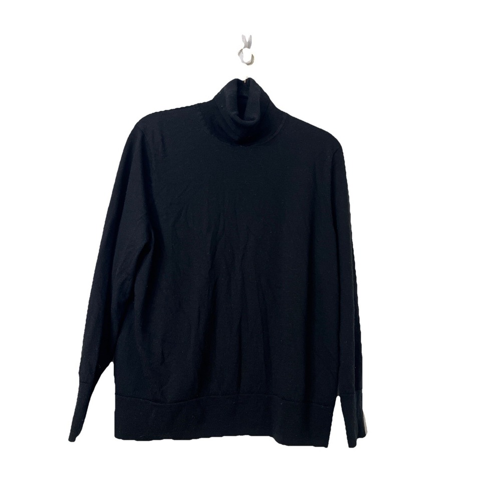 GAP 100% Washable Merino Wool Black Turtleneck Knit Sweater Long Sleeve Preppy